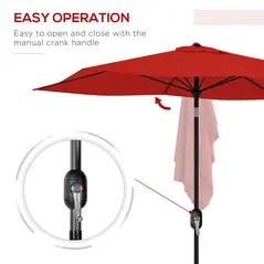 Outsunny 2 x 3 m Rectangular Parasol Umbrella - Red - 5