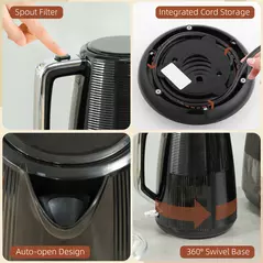 HOMCOM Kettle and Toaster Set, 1.7L 3000W Fast Boil Kettle & 2 Slice Toaster Kitchen Set with 7 Level Browning Controls, Defrost, Reheat, Boil-dry Protection, Black - 9