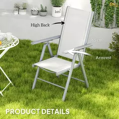 Outsunny Set of Two Aluminium Folding Chairs  - Light Grey - 7