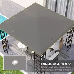 Outsunny 3 x 3(m) Gazebo Frame Replacement - Grey - 4