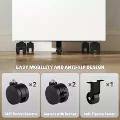 Vinsetto Three-Drawer Steel Filing Cabinet - White - 7