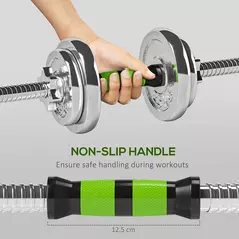SPORTNOW 20kg 2-in-1 Barbell and Dumbbell Set, with Non-Slip Handle, for Weight Lifting, Training Home Gym - 6