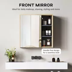 HOMCOM Five-Shelf Mirrored Bathroom Cabinet - Wood-Effect - 5