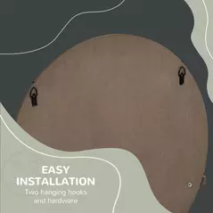 kleankin 45cm Round Home Mirror, with Shelf - Grey Wood-Effect - 6