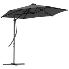 Outsunny 3(m) Solar LED Cantilever Parasol - Dark Grey - 1