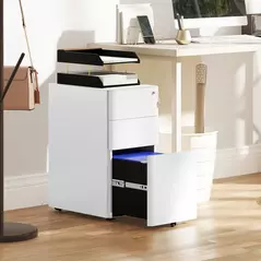 Vinsetto 3-Drawer Steel Filing Cabinet with Lock - White - 2