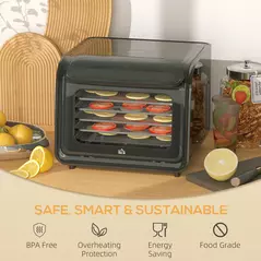 HOMCOM 35-70°C Six-Tray Food Dehydrator - Black - 8