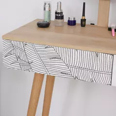 HOMCOM Dressing Table with Drawer and Mirror height adjustable Wooden Oak Color  Bedroom Dressing Room Elegant and Durable - 9