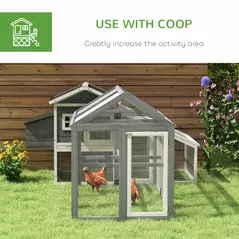 PawHut Large Chicken Run, Wooden Chicken coop, with Combinable Design - Wood Effect - 6