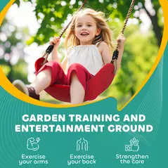 AIYAPLAY 10-Piece Zip Line Kit for Kids with 10m Slackline, Monkey Bars, Swing, Climbing Ladder, Hanging Tray, Metal Rings - 6