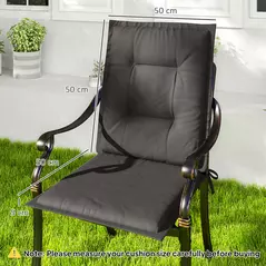 Outsunny Set of Four Padded Garden Seat Cushions - Charcoal Grey - 3
