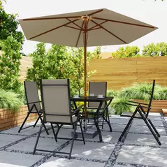 Outsunny Five-Piece Steel Frame Patio Set - Khaki/Black - 9