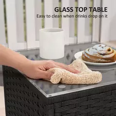 Outsunny Three-Piece Rocking Chair Rattan Bistro Set - Black - 7