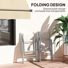 Outsunny Set of Two Aluminium Folding Chairs  - Light Grey - 6