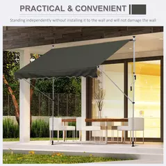 Outsunny 3x1.5m  Adjustable Outdoor Aluminium Frame Awning Grey - 8