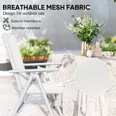 Outsunny Set of Two Aluminium Folding Chairs  - Light Grey - 5