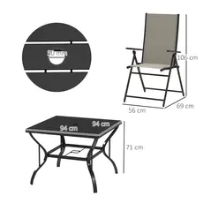 Outsunny Five-Piece Steel Frame Patio Set - Khaki/Black - 3