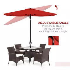 Outsunny 2 x 3 m Rectangular Parasol Umbrella - Red - 4