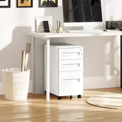 Vinsetto Three-Drawer Steel Filing Cabinet - White - 9