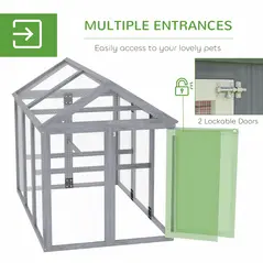 PawHut Large Chicken Run, Wooden Chicken coop, with Combinable Design - Wood Effect - 5