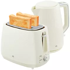 HOMCOM Kettle and Toaster Set, 1.7L 3000W Fast Boil Kettle & 2 Slice Toaster Kitchen Set with 7 Level Browning Controls, Defrost, Reheat, Boil-dry Protection, Cream White - 1