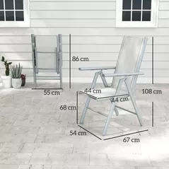 Outsunny Set of Two Aluminium Folding Chairs  - Light Grey - 3