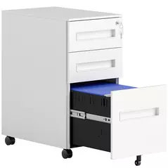 Vinsetto Three-Drawer Steel Filing Cabinet - White - 1