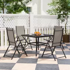 Outsunny Five-Piece Steel Frame Patio Set - Khaki/Black - 2