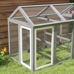 PawHut Large Chicken Run, Wooden Chicken coop, with Combinable Design - Wood Effect - 8