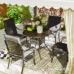 Outsunny Set of Four Padded Garden Seat Cushions - Charcoal Grey - 8