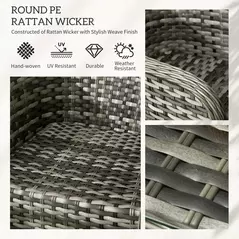 Outsunny Four-Piece Rattan Sofa Set, with Glass-Top Table - Orange - 4