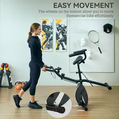 SPORTNOW Five-in-one Foldable Exercise Bike, Stationary Bike with Arm Workout Bands, LDC Monitor, Phone Holder, Black - 8