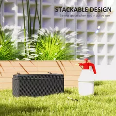 Outsunny Set of Two Rattan-Effect Planters - Black - 5