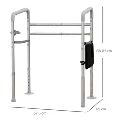 HOMCOM Free Standing Toilet Frame, Height and Width Adjustable Toilet Safety Frame with Arms, 2 Additional Suction Cups, Storage for Elderly, Disabled, Handrail Grab Bar, 136kg Weight Capacity - 3