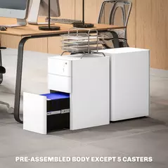 Vinsetto 3-Drawer Steel Filing Cabinet with Lock - White - 8