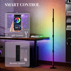 HOMCOM LED Floor Lamp, 360° RGB Detachable Corner Floor Lamp with App & Remote Control, Colour Changing Standing Lamp with Music Sync & Timing, for Living Room, Game Room, Dark Grey - 5