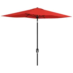 Outsunny 2 x 3 m Rectangular Parasol Umbrella - Red - 1