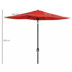 Outsunny 2 x 3 m Rectangular Parasol Umbrella - Red - 3