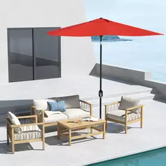 Outsunny 2 x 3 m Rectangular Parasol Umbrella - Red - 2