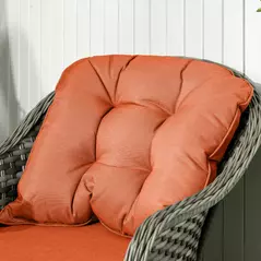 Outsunny Four-Piece Rattan Sofa Set, with Glass-Top Table - Orange - 8