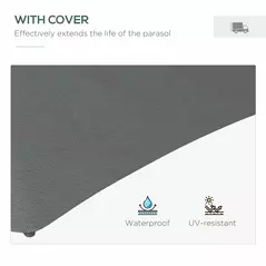 Outsunny 3(m) Solar LED Cantilever Parasol - Dark Grey - 7