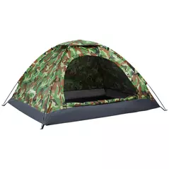 Outsunny 2 Person Camping Tent, Dome Tent with Zipped Doors, Storage Pocket, Portable Handy Bag, Multicoloured - 1