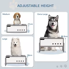 PawHut 3 Height Adjustable Raised Dog Bowls, Dog Feeding Storage Station w/ Slow Feeder Mat, 2 Stainless Steel Bowls - 6