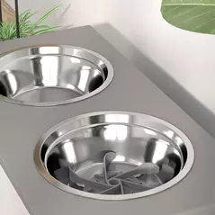 PawHut 3 Height Adjustable Raised Dog Bowls, Dog Feeding Storage Station w/ Slow Feeder Mat, 2 Stainless Steel Bowls - 9