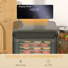 HOMCOM 35-70°C Six-Tray Food Dehydrator - Black - 6