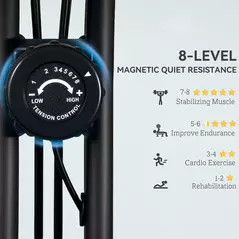 SPORTNOW Five-in-one Foldable Exercise Bike, Stationary Bike with Arm Workout Bands, LDC Monitor, Phone Holder, Black - 5