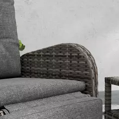 Outsunny 2 Seater Patio Rattan Chaise Lounge Sofa Set with Fabric Cushion, Grey and Brown - 8