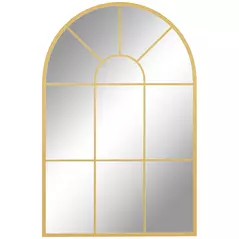HOMCOM 90 X 61cm Arched Grid Mirror - Gold Tone - 1