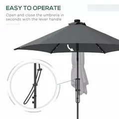 Outsunny 3(m) Solar LED Cantilever Parasol - Dark Grey - 4