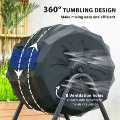 Outsunny 160L 360° Rotating Dual Chamber Composter - Blue - 5